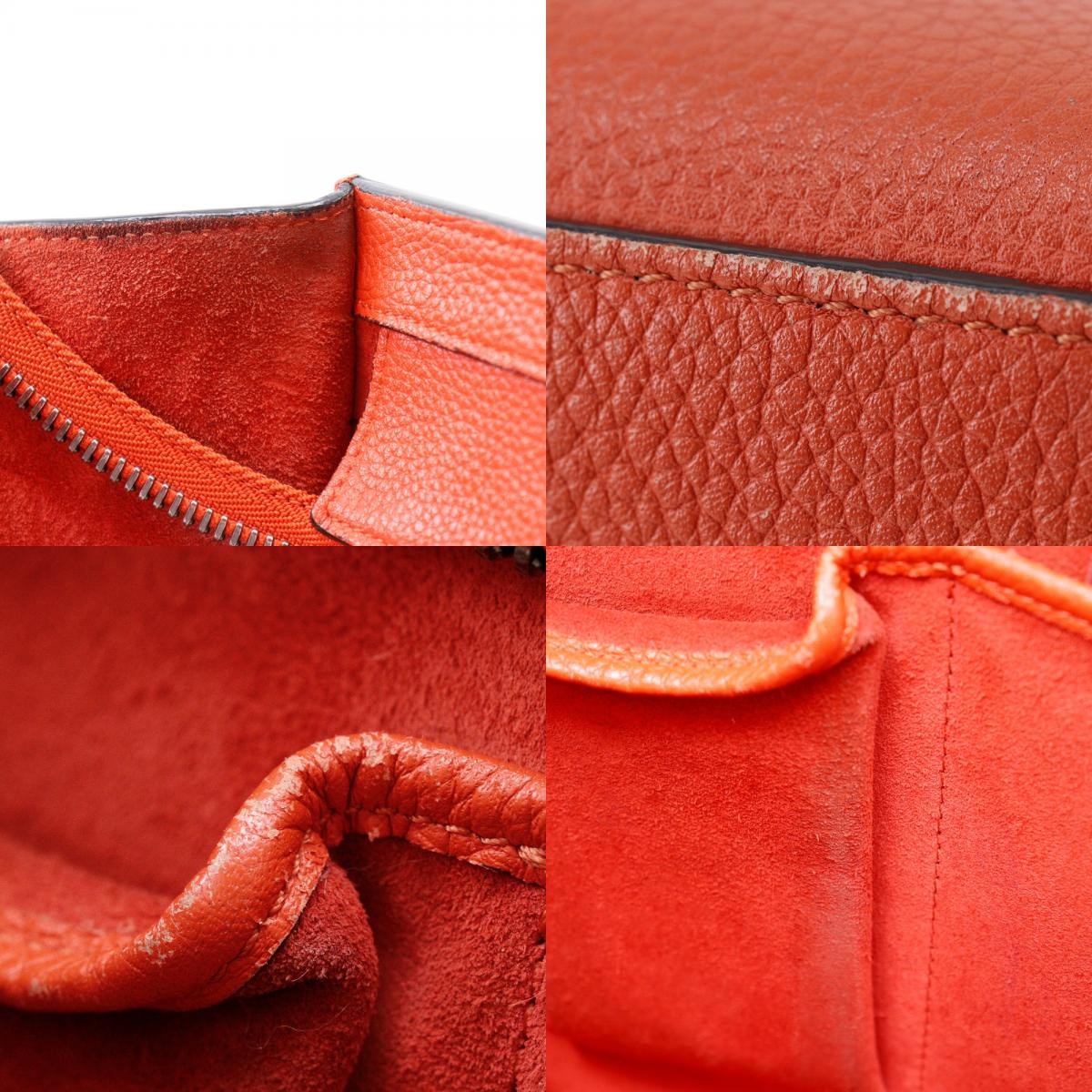 Celine Luggage Bag Grainy Leather, RED, CALFSKIN, Handbag