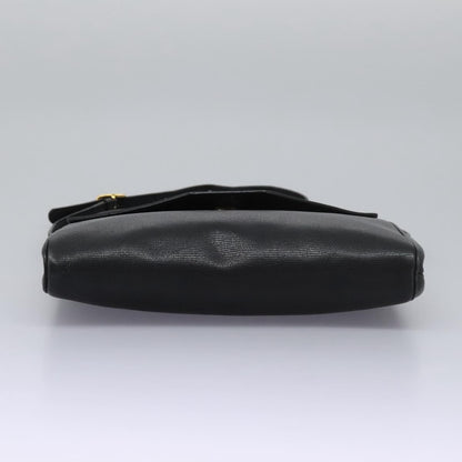 Celine Vintage Circle Logo Crossbody Bag Leather, BLACK, LEATHER, Crossbody bag