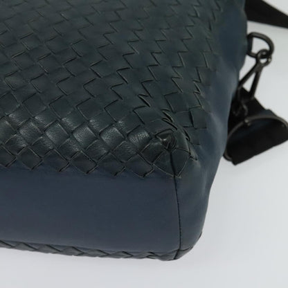 Bottega Veneta Flat Messenger Bag Intrecciato Nappa, BLUE, LEATHER, Shoulder bag