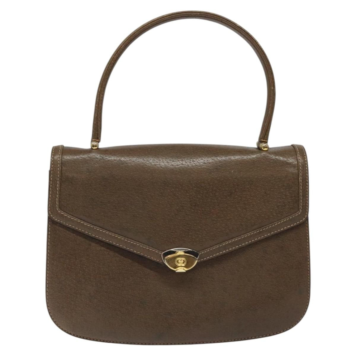 Gucci Vintage Handbag Leather, BROWN, LEATHER, Handbag