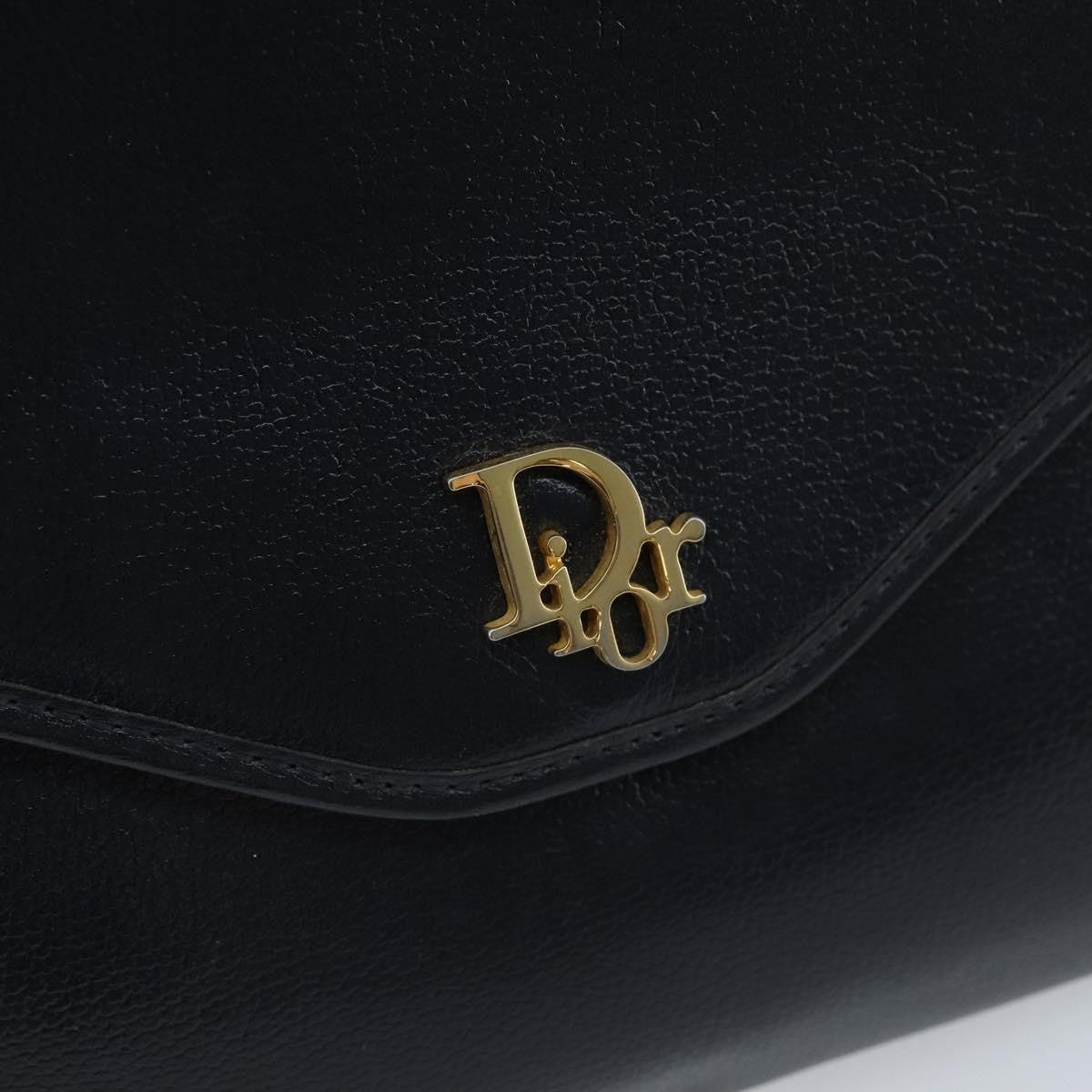 Christian Dior Vintage Chain Envelope Flap Bag Honeycomb Coated Canvas, NAVY, LEATHER, Shoulder bag