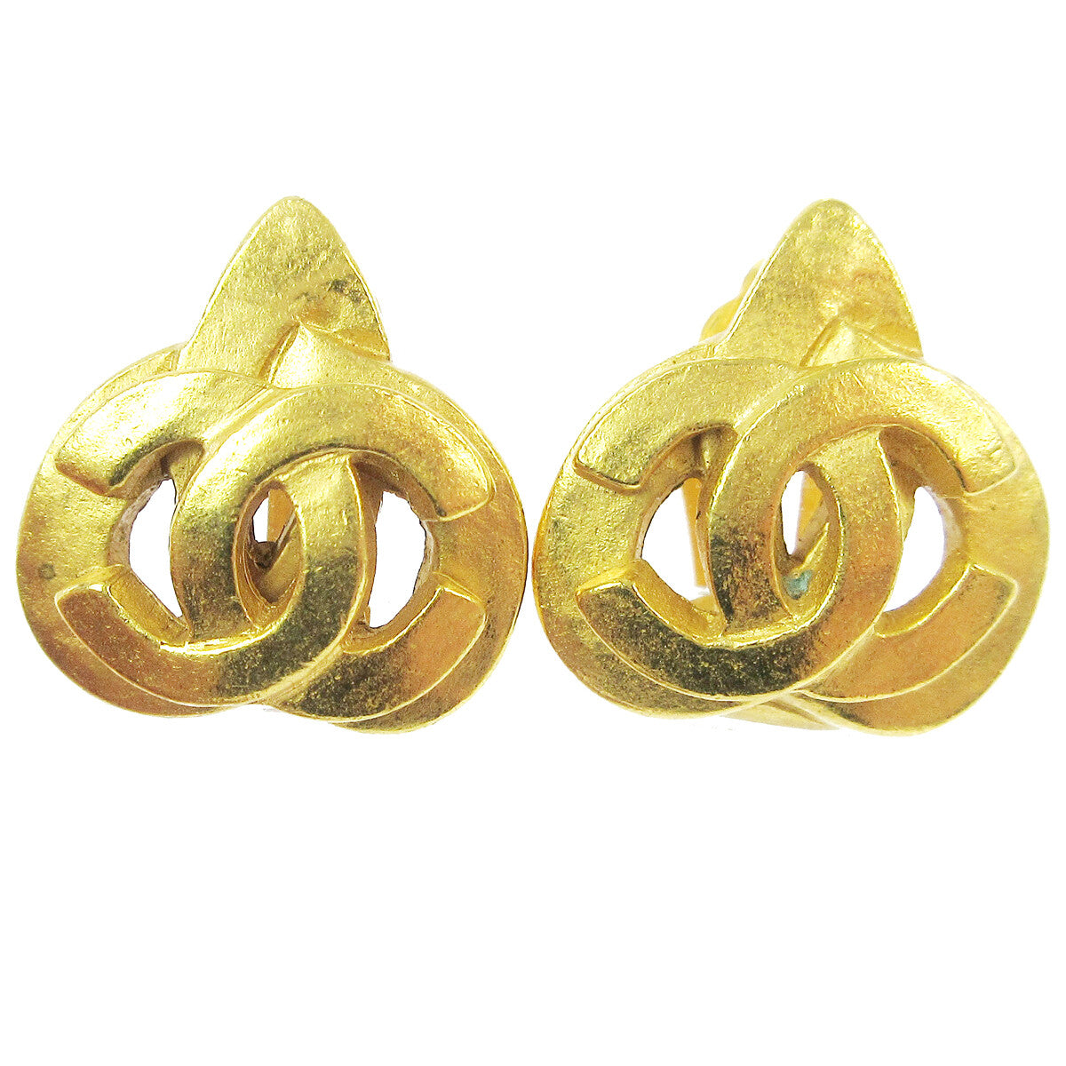 Chanel CC logo heart Gold-plated, GOLD, GOLD_PLATED, Earrings