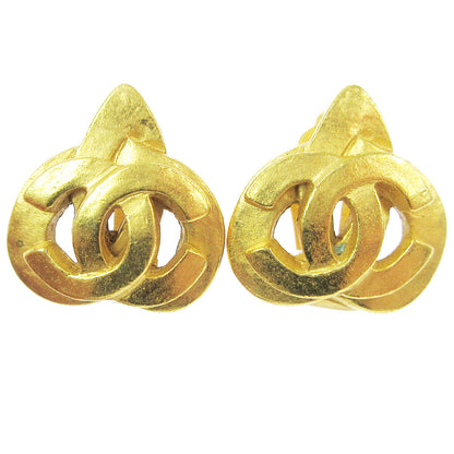 Chanel CC logo heart Gold-plated, GOLD, GOLD_PLATED, Earrings