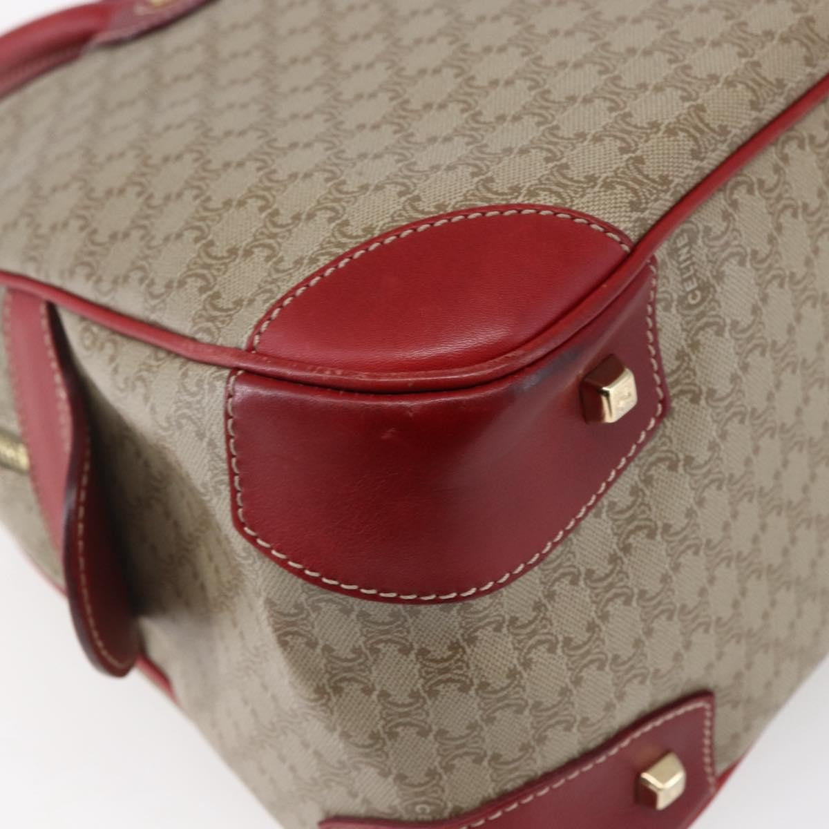 Celine Vintage Macadam Handbag Canvas and Leather, BEIGE, PVC, Handbag
