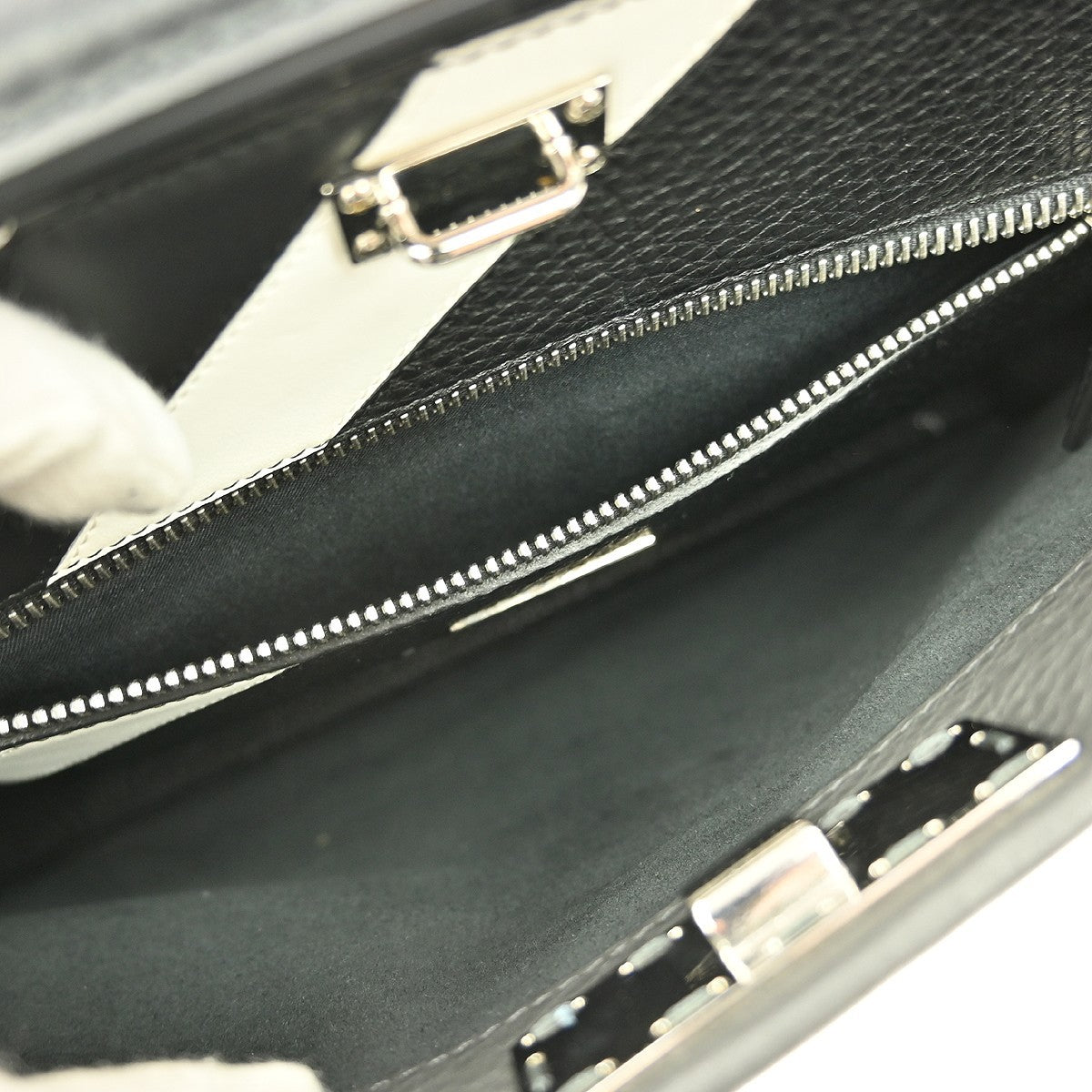 Fendi Selleria Peekaboo Fit Bag Leather, GRAY, LEATHER, Handbag
