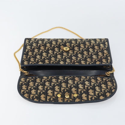 Christian Dior Vintage CD Chain Flap Shoulder Bag Diorissimo Canvas, NAVY, CANVAS, Shoulder bag