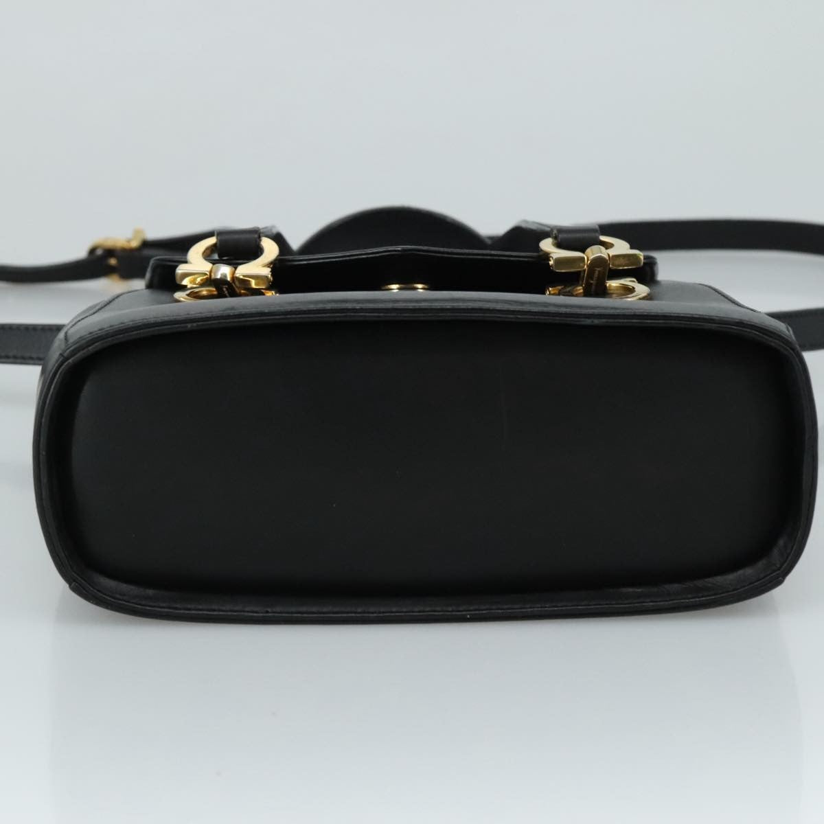 Salvatore Ferragamo Gancini handbag Leather, BLACK, LEATHER, Handbag