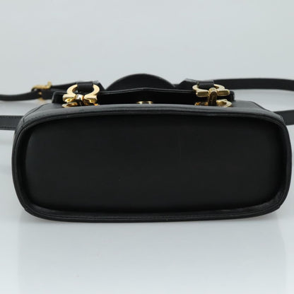 Salvatore Ferragamo Gancini handbag Leather, BLACK, LEATHER, Handbag