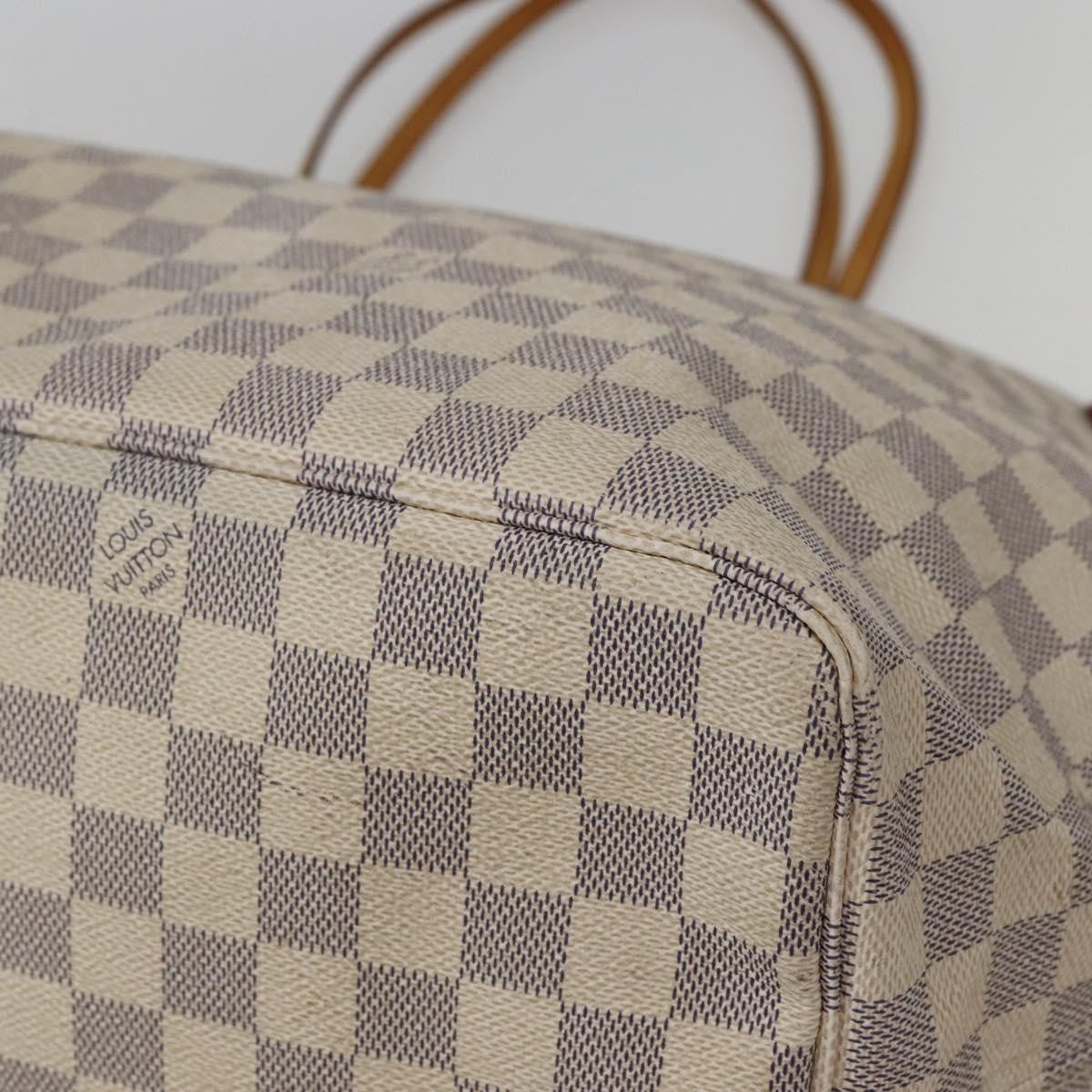 Louis Vuitton Neverfull Tote Damier azur, WHITE, CANVAS, Tote bag