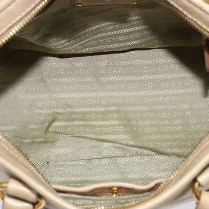 Prada Front Pocket Convertible Tote Leather, BEIGE, LEATHER, Tote bag