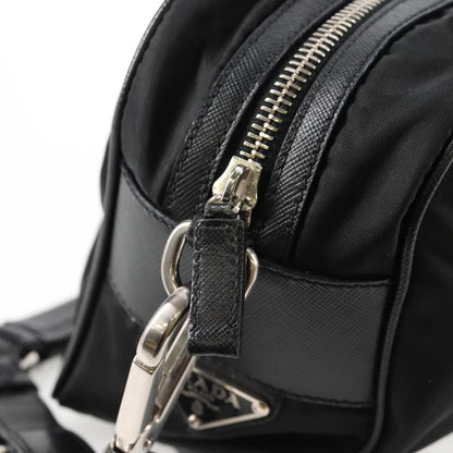 Prada Vintage Front Pocket Shoulder Bag Nylon, BLACK, NYLON, Shoulder bag