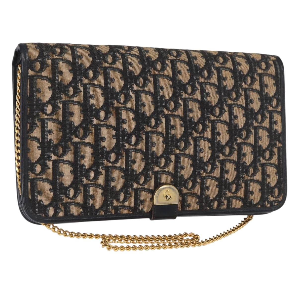 Christian Dior Vintage Trotter Shoulder Bag Canvas, NAVY, CANVAS, Shoulder bag