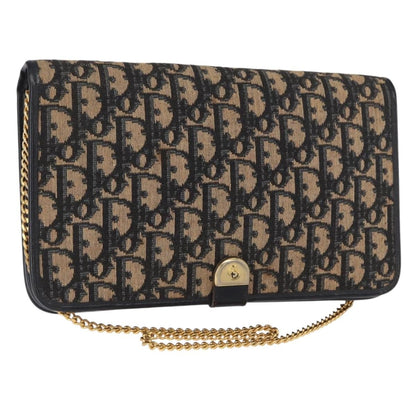 Christian Dior Vintage Trotter Shoulder Bag Canvas, NAVY, CANVAS, Shoulder bag
