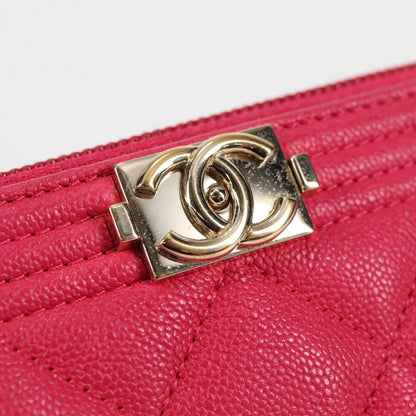 Chanel Compact Boy Wallet Caviar, PINK, LEATHER, Wallets