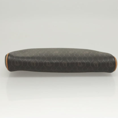 Christian Dior Vintage Honeycomb Zip Pouch Canvas and Leather, Black, Canvas, Clutch