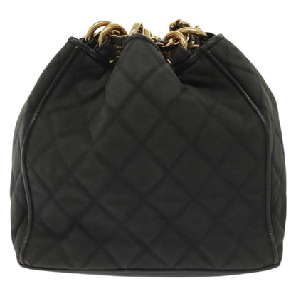 Chanel Vintage Drawstring Chain Bucket Bag Quilted Canvas, BLACK, CANVAS, Shoulder bag