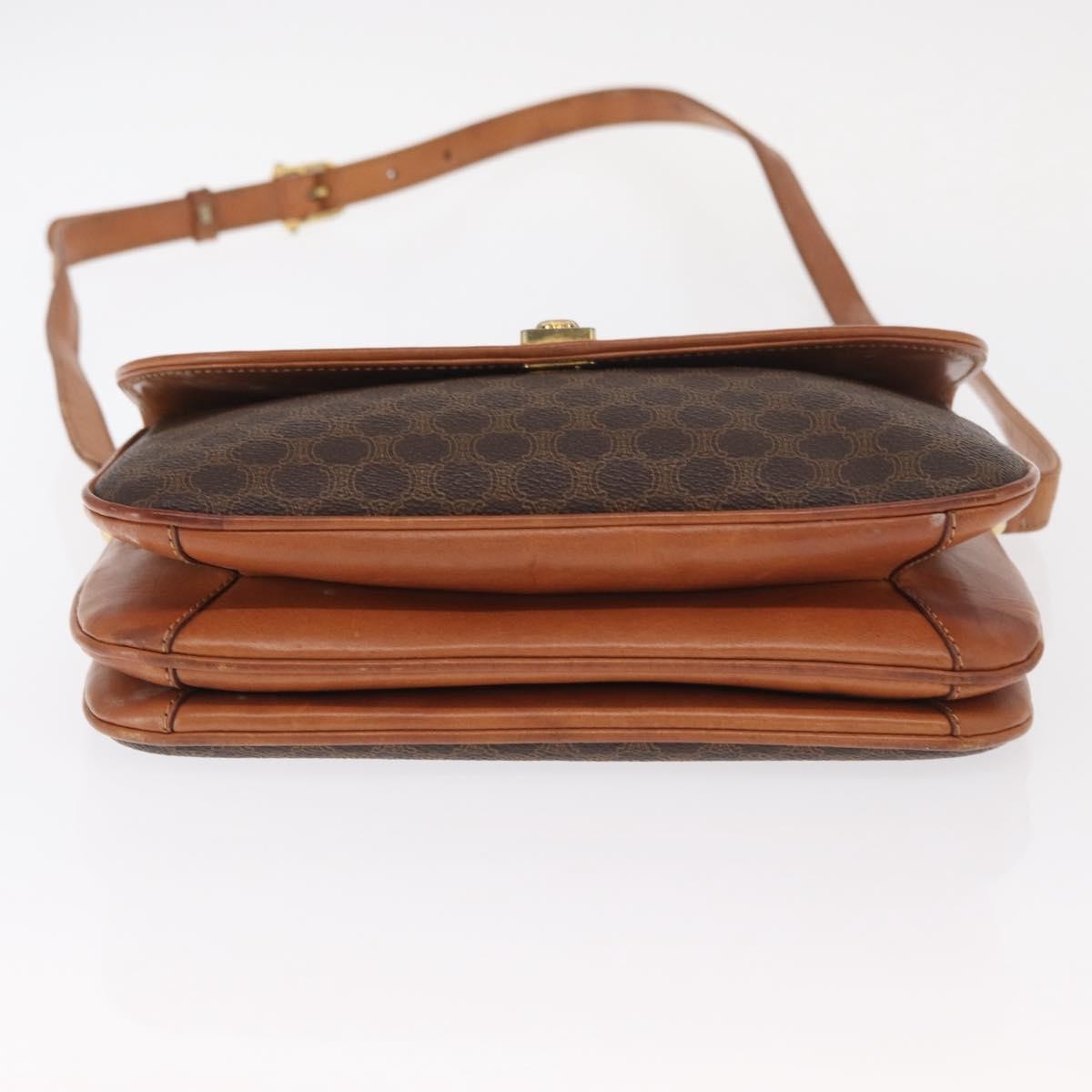 Celine Vintage Macadam Shoulder Bag Canvas and Leather, BROWN, CANVAS, Shoulder bag