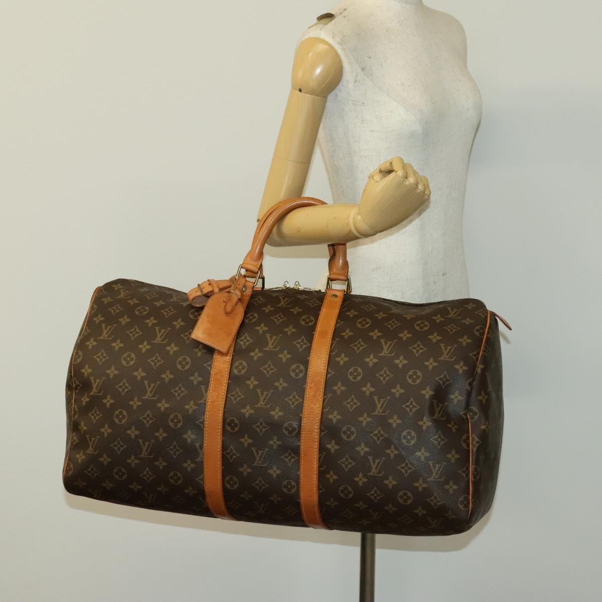 Louis Vuitton Keepall Bag Monogram Canvas, BROWN, CANVAS, Travel bag