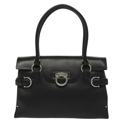 Salvatore Ferragamo Virna Satchel Leather, BLACK, LEATHER, Handbag