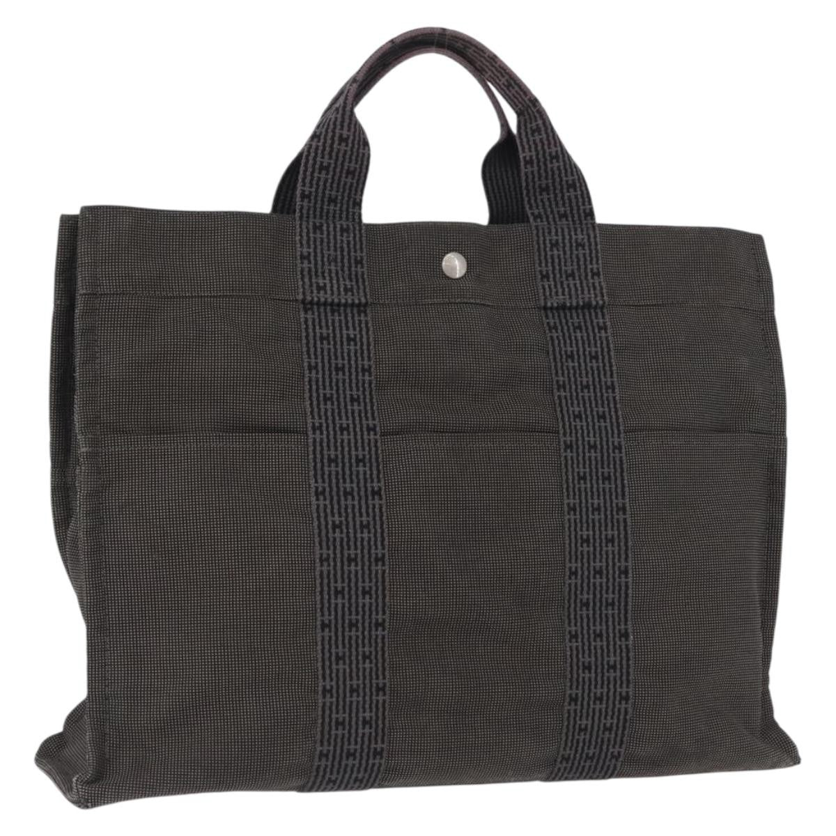 Hermes Fourre-tout Herline Canvas, GRAY, CANVAS, Tote bag
