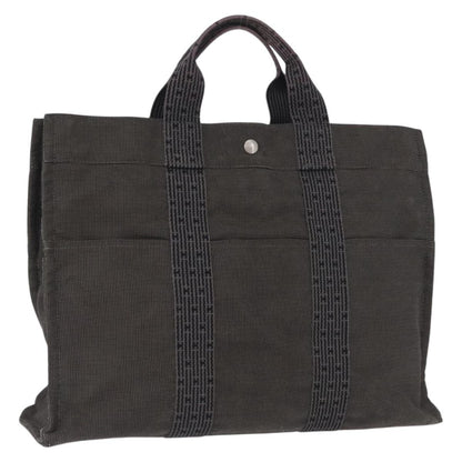 Hermes Fourre-tout Herline Canvas, GRAY, CANVAS, Tote bag