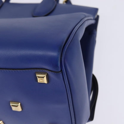 Salvatore Ferragamo Studio Satchel Leather, BLUE, LEATHER, Handbag