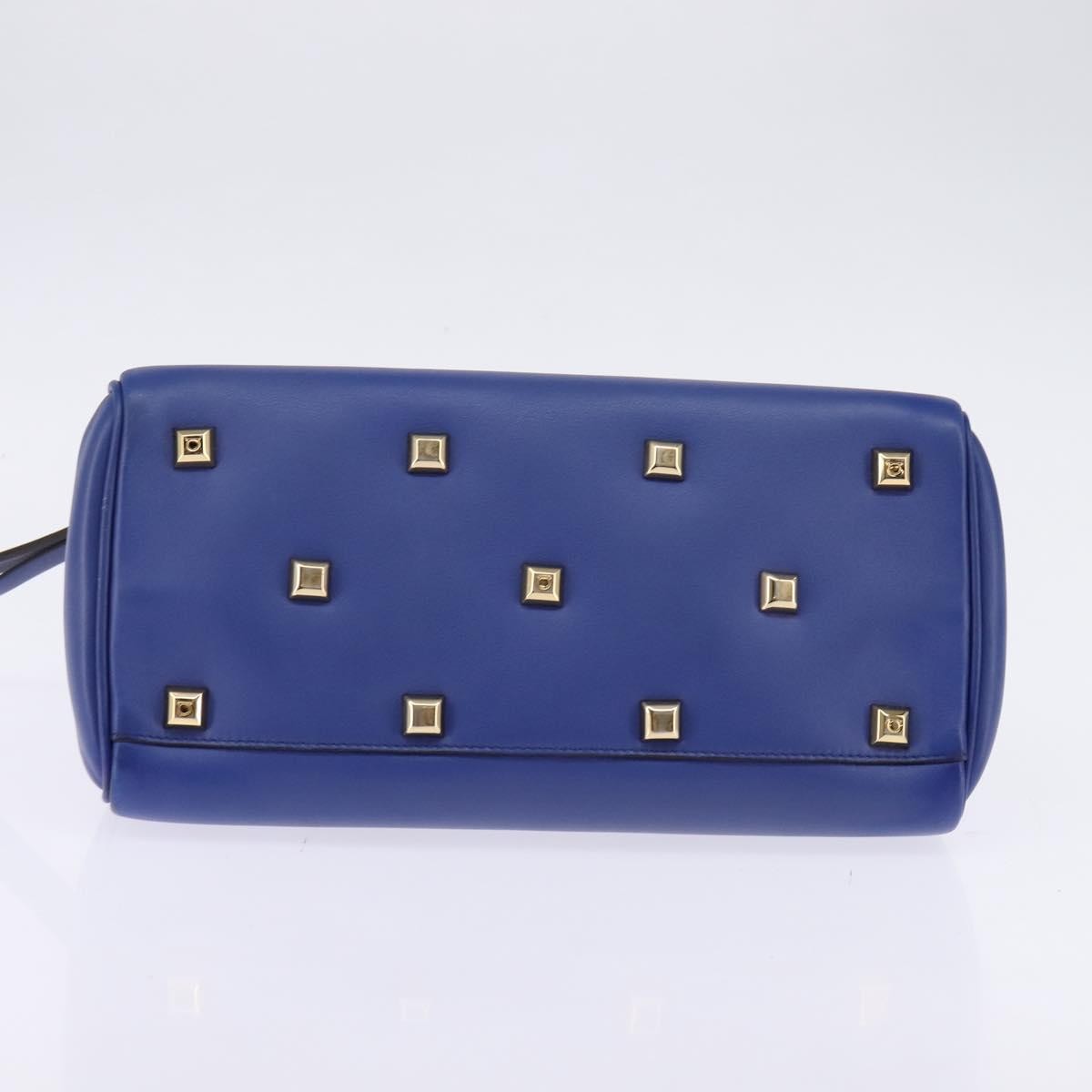 Salvatore Ferragamo Studio Satchel Leather, BLUE, LEATHER, Handbag