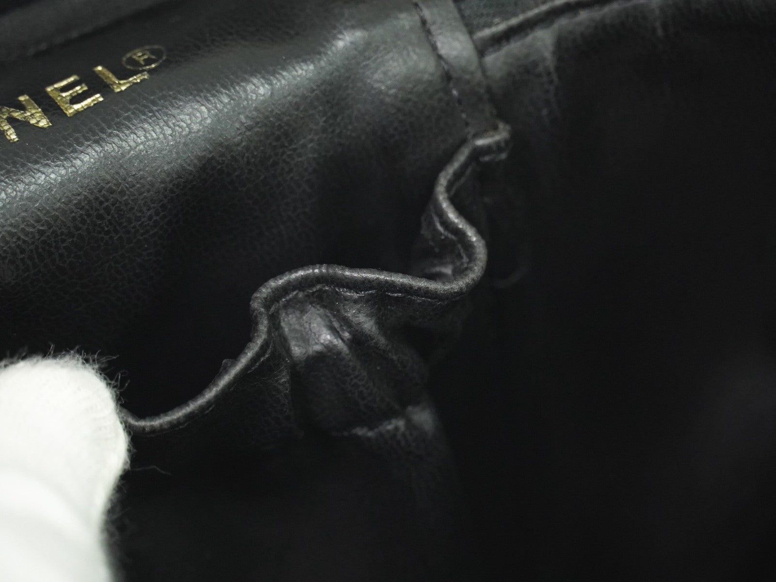 Chanel Vanity pouch Leather, BLACK, LEATHER, Toiletry Case