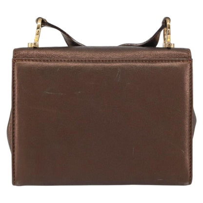 Salvatore Ferragamo Gancini Shoulder Bag Leather, GOLD, LEATHER, Shoulder bag