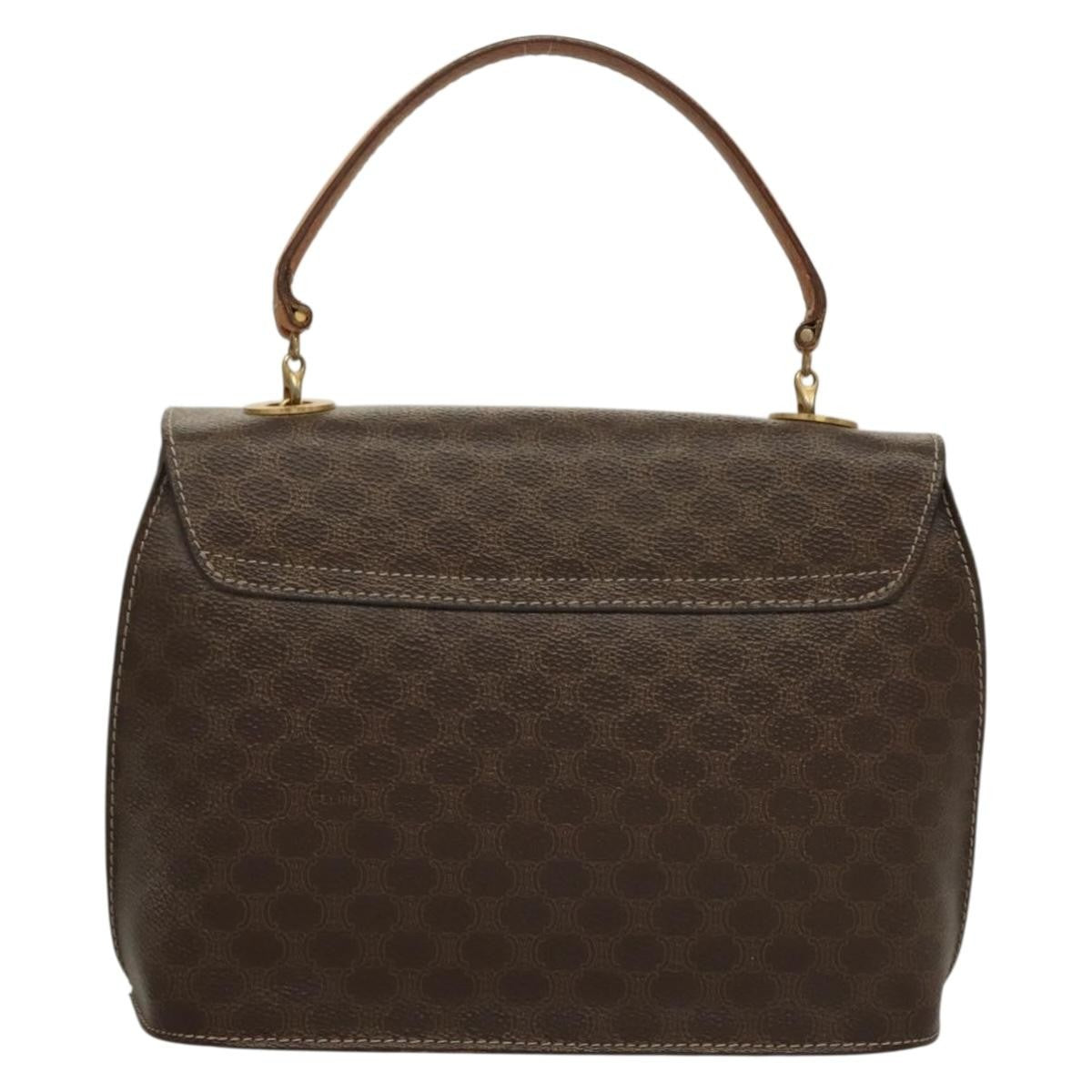 Celine Macadam Handbag Macadam with leather, BROWN, CANVAS, Handbag
