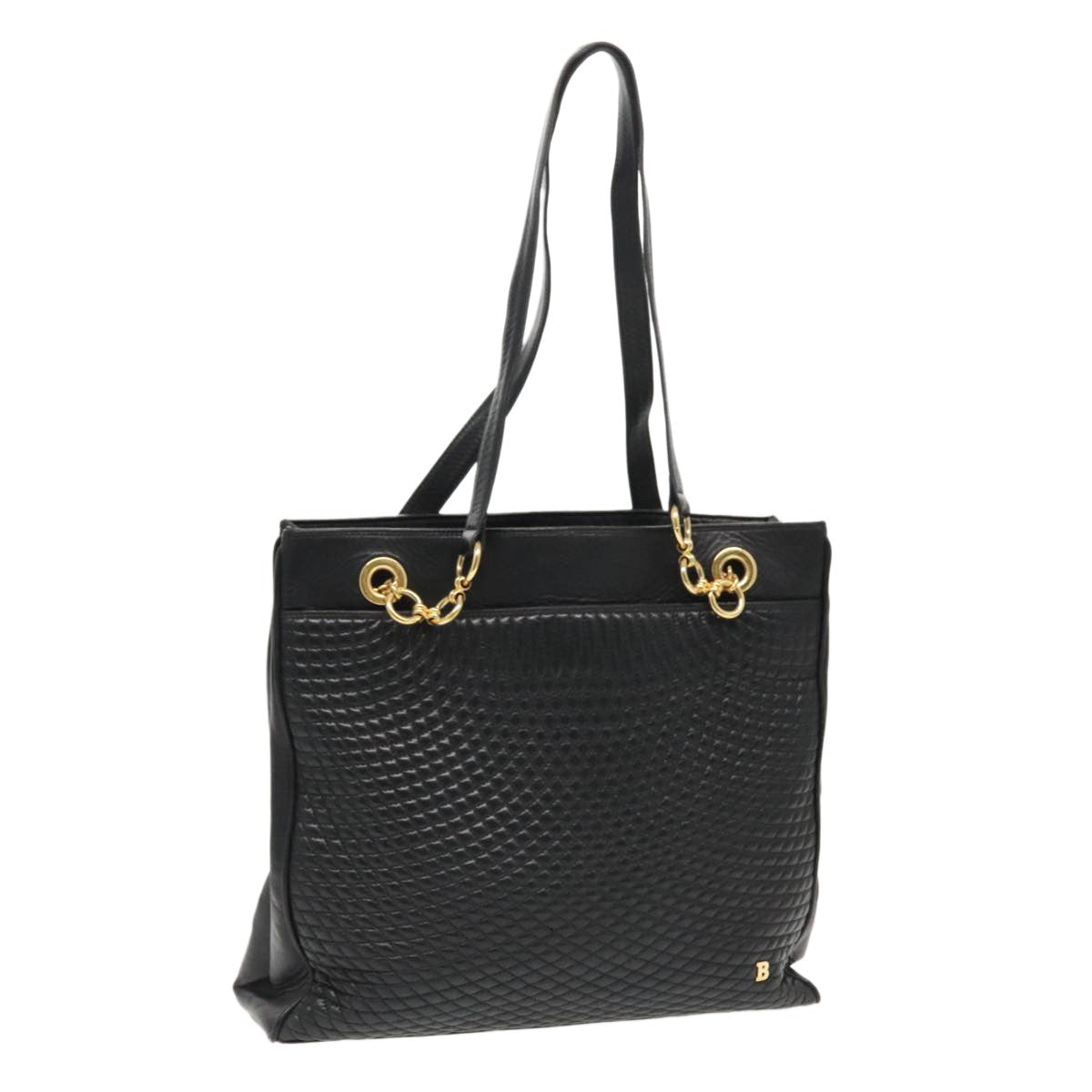 Bally Vintage Tote Bag Quilted Leather, Black, Leather, Shoulder Bag