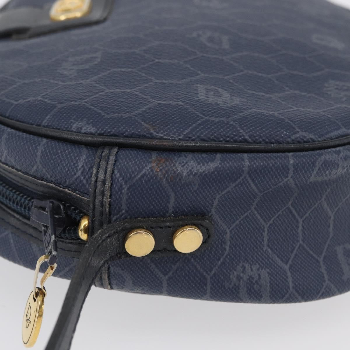 Christian Dior Vintage Honeycomb Shoulder Bag Canvas, NAVY, CANVAS, Shoulder bag