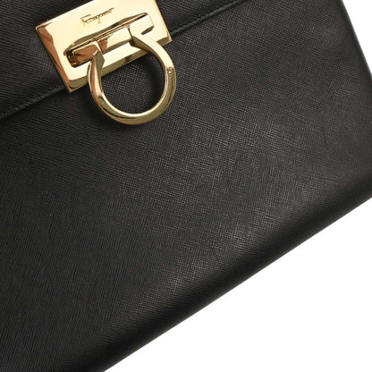 Salvatore Ferragamo Convertible Top Handle Bag Leather, BLACK, LEATHER, Handbag