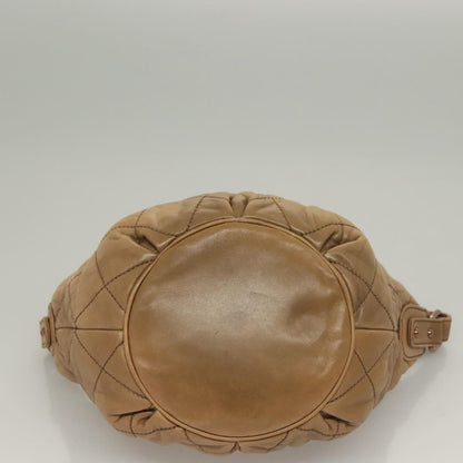 Chanel Vintage Wild Stitch Zip Shoulder Bag Quilted Lambskin, BROWN, LEATHER, Shoulder bag