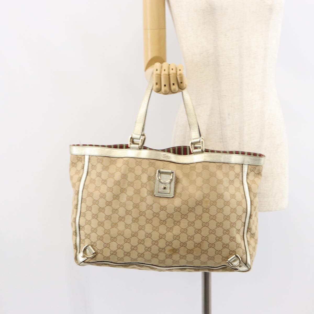 Gucci Abbey D-Ring Tote (Outlet) GG Coated Canvas, BEIGE, CANVAS, Tote bag