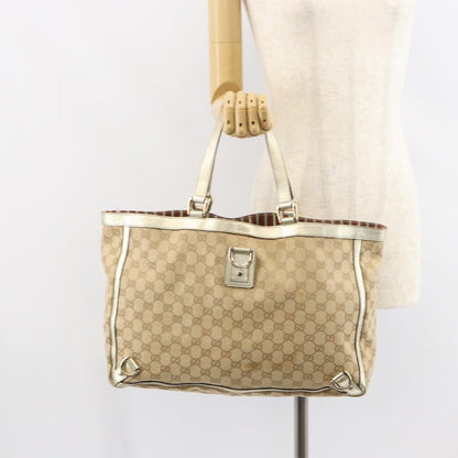 Gucci Abbey D-Ring Tote (Outlet) GG Coated Canvas, BEIGE, CANVAS, Tote bag
