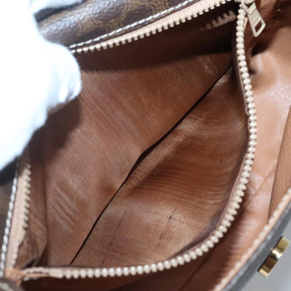 Celine Vintage Macadam Shoulder Bag Canvas and Leather, BROWN, CANVAS, Shoulder bag