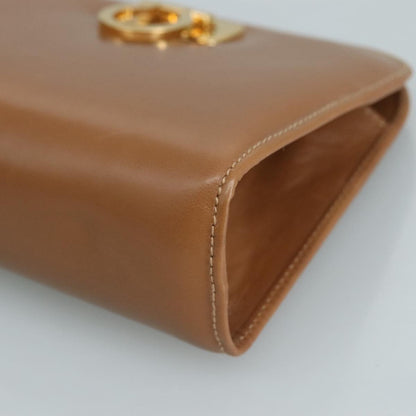 Salvatore Ferragamo Vintage Gancini Pochette Leather, BROWN, LEATHER, Clutche & pouche