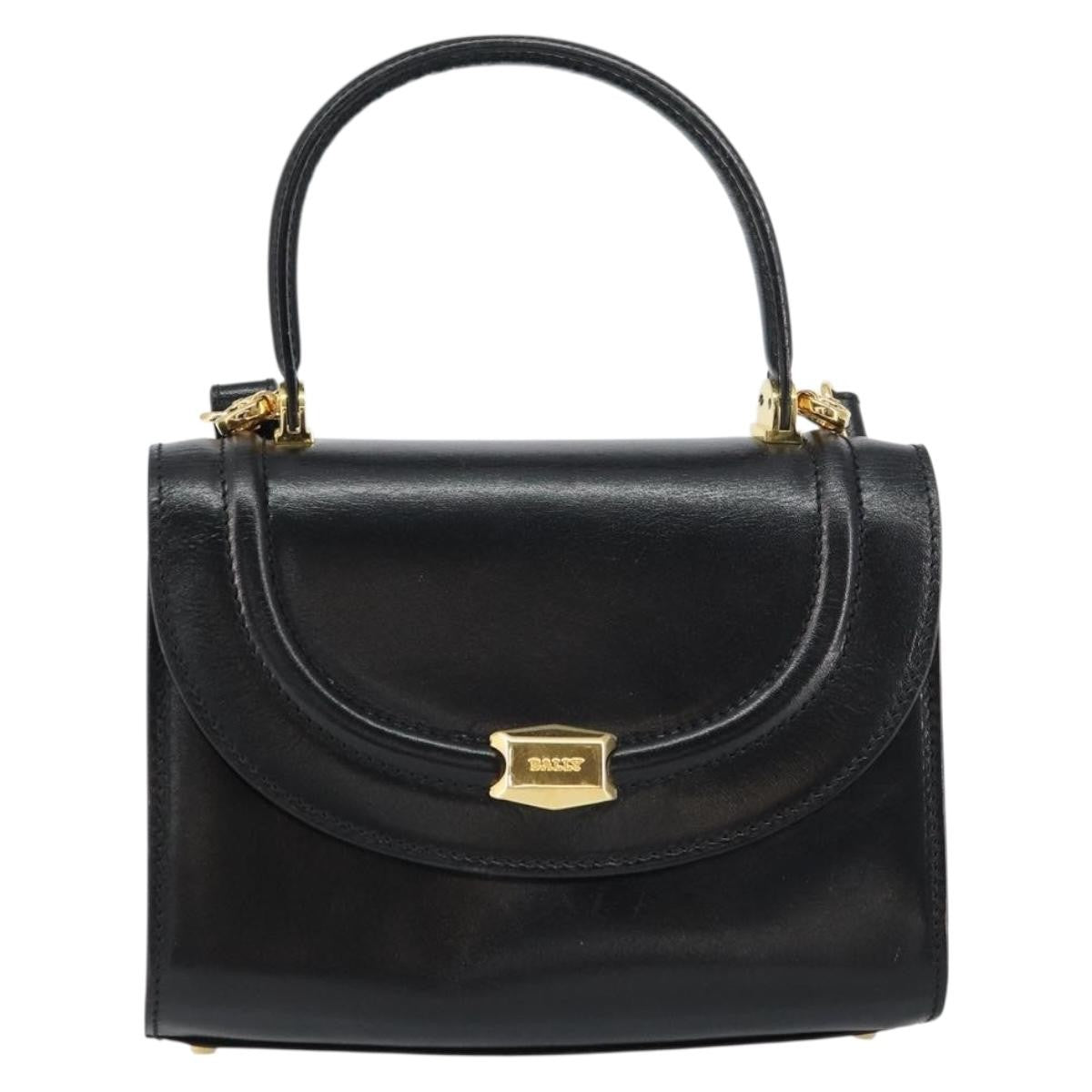 Bally Vintage Handbag Leather, Black, Leather, Handbag