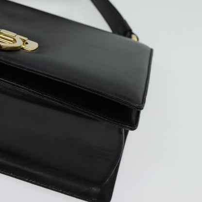 Salvatore Ferragamo Gancini Shoulder Bag Leather, BLACK, LEATHER, Shoulder bag