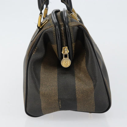 Fendi Vintage Pequin Boston Bag Coated Canvas, BLACK, CANVAS, Handbag