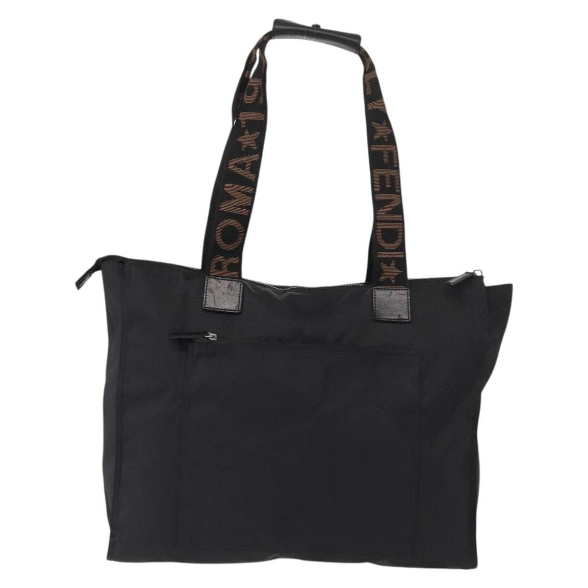 Fendi Vintage Convertible Logo Weekender Nylon, BLACK, NYLON, Tote bag