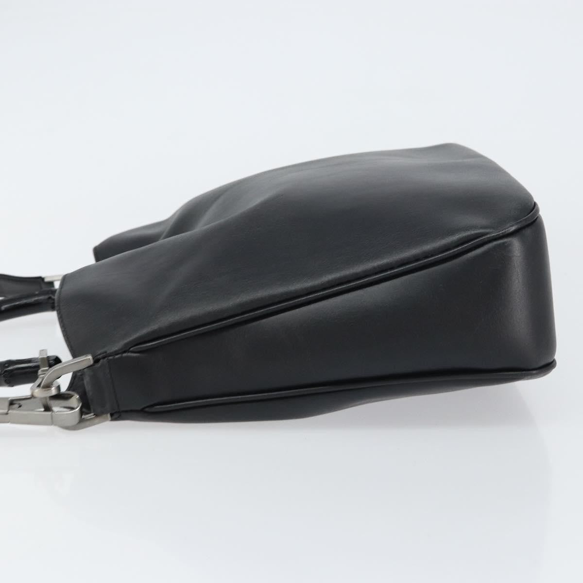 Gucci Vintage Bamboo Shoulder Bag Leather, BLACK, LEATHER, Shoulder bag