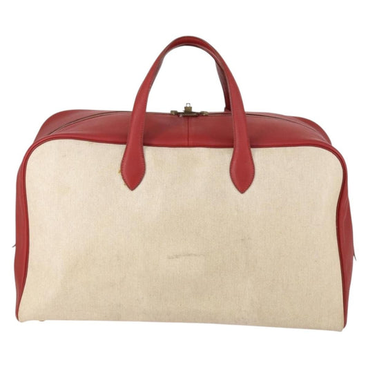 Hermes Victoria Travel Bag Toile, BEIGE, CANVAS, Travel bag