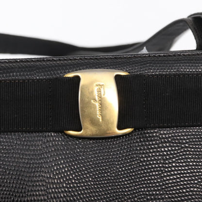 Salvatore Ferragamo Vara Tote Leather, BLACK, LEATHER, Tote bag
