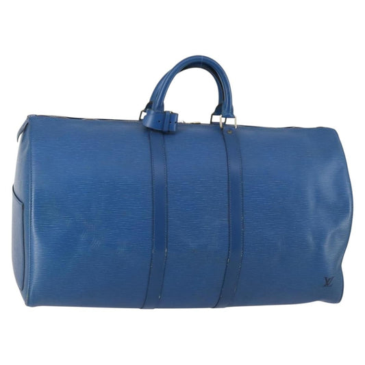 Louis Vuitton Keepall Bag Epi Leather, BLUE, LEATHER, Travel bag