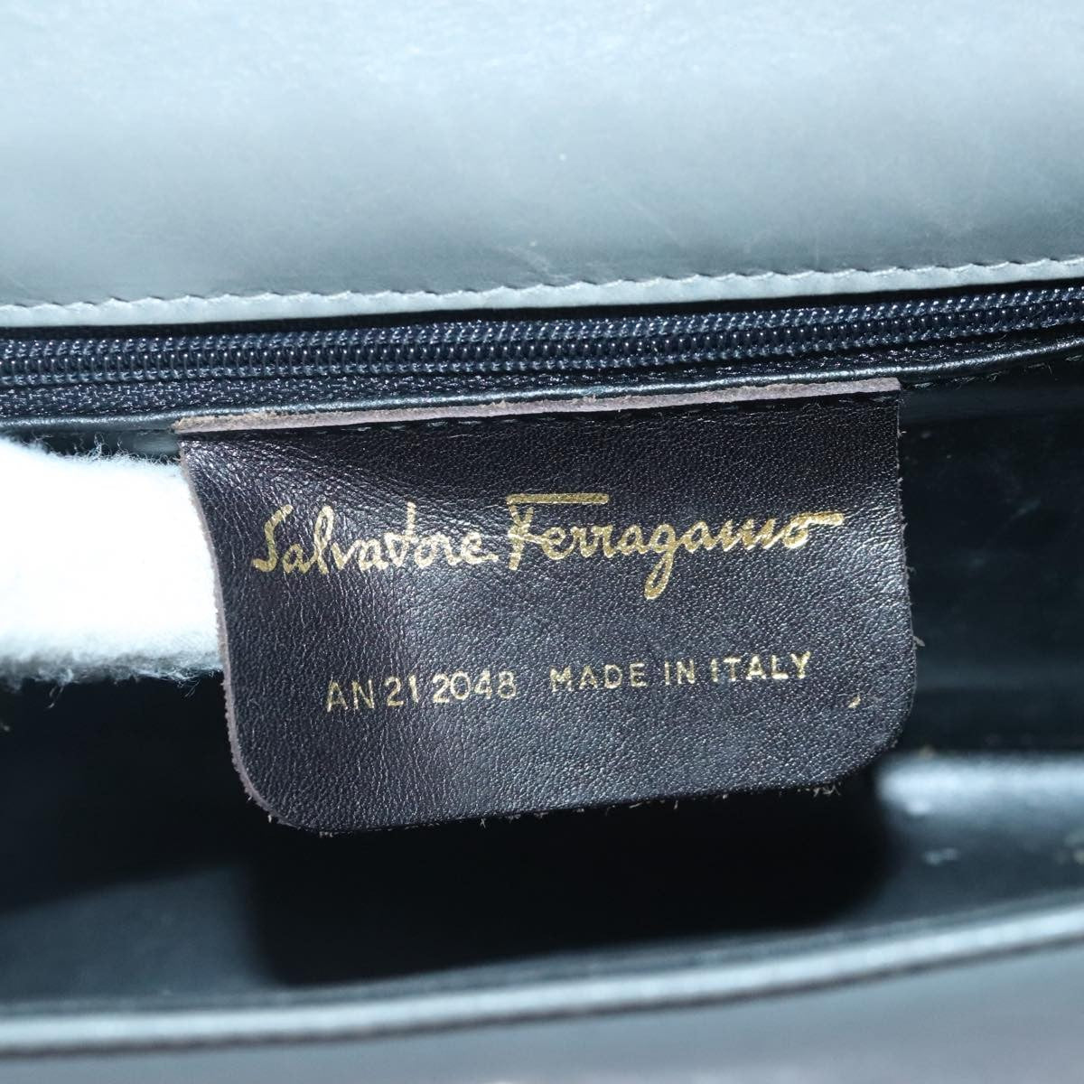 Salvatore Ferragamo Vintage Flap Chain Shoulder Bag Leather, GRAY, LEATHER, Shoulder bag