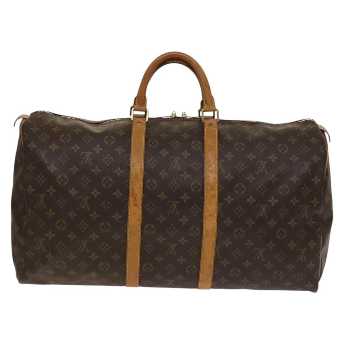 Louis Vuitton Keepall Bag Monogram Canvas, BROWN, CANVAS, Travel bag