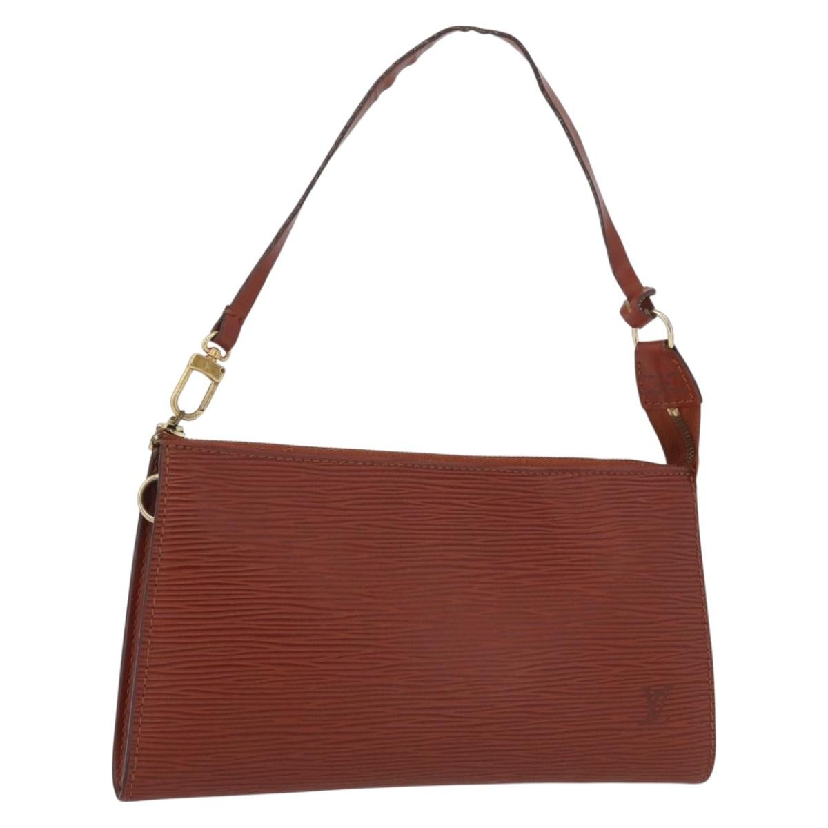 Louis Vuitton Pochette Accessoires Epi Leather, BROWN, LEATHER, Clutche & pouche