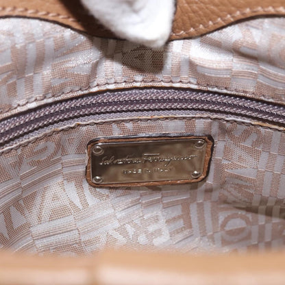 Salvatore Ferragamo Gancini handbag Leather, BROWN, LEATHER, Handbag